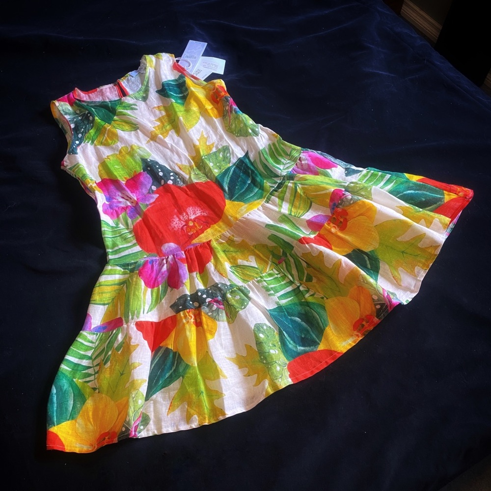 Allegra Masetti Floral Print Linen Dress
